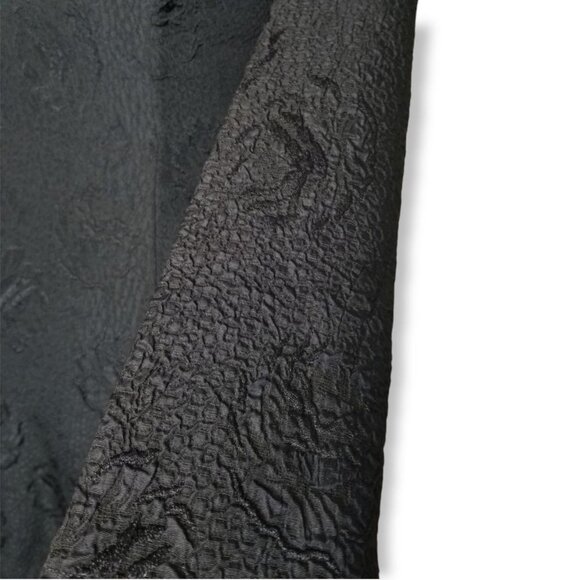 Vintage 80s Ann Taylor Black Textured Long Sleeve Midi Dress With Pointed Collar - Picture 4 of 13